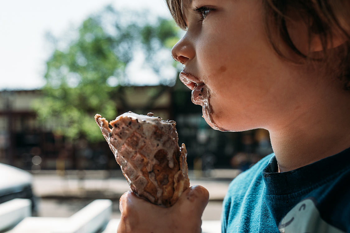 Boy eating ice cream